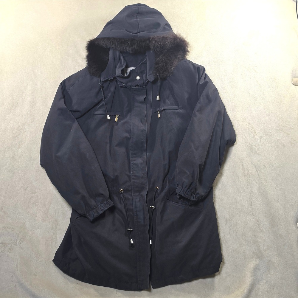 Damselle New York Womens Black Thermolite Insulated Hooded Parka Jacket Size M